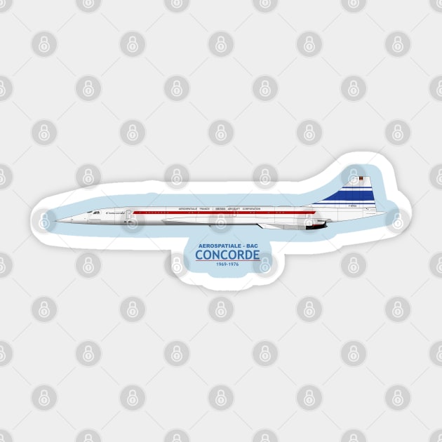Prototype Concorde 001 F-WTSS Sticker by SteveHClark
